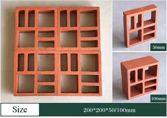 Red Clay Lattice Bricks Fence Ceramic Screen Blocks