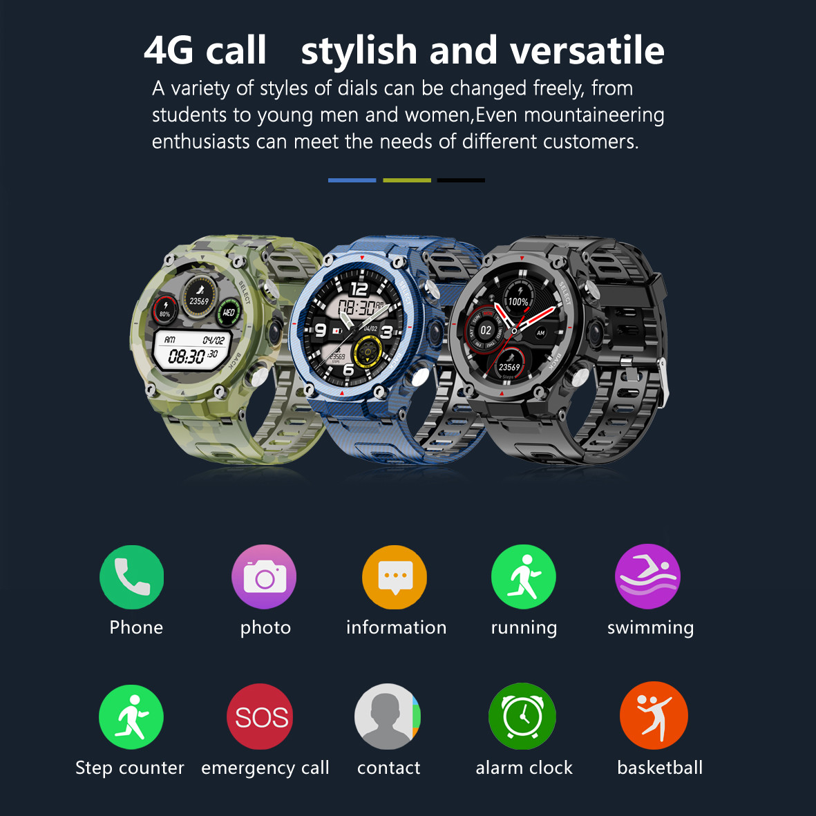 1.28" Outdoor Rugged 4G Gps Outdoor Sport Watch Shenzhen Qianrun IP68