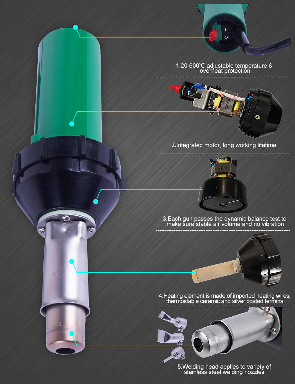 1600W Handheld Hot Air Soldering Gun