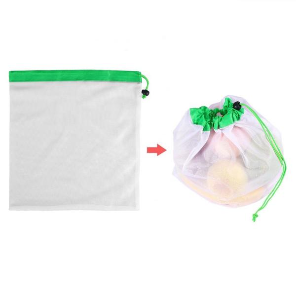 Reusable Eco Friendly Mesh Kitchen Fruits and Food Storage Bags Produce Black