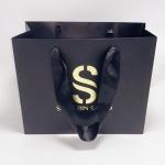 Exquisite Black Kraft Paper Bag Silk Handle Custom Printed Paper Shopping Bags