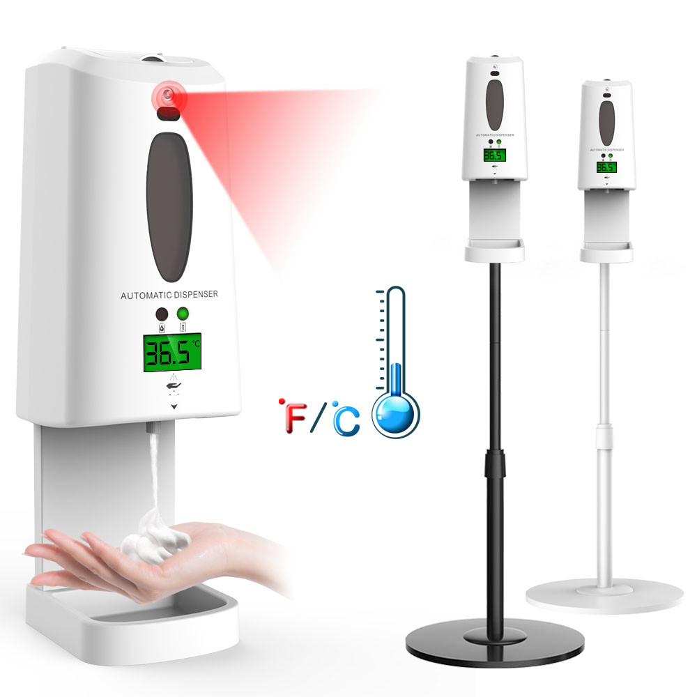 White 1300ml Touchless Hand Sanitizer Dispenser Temperature Measuring