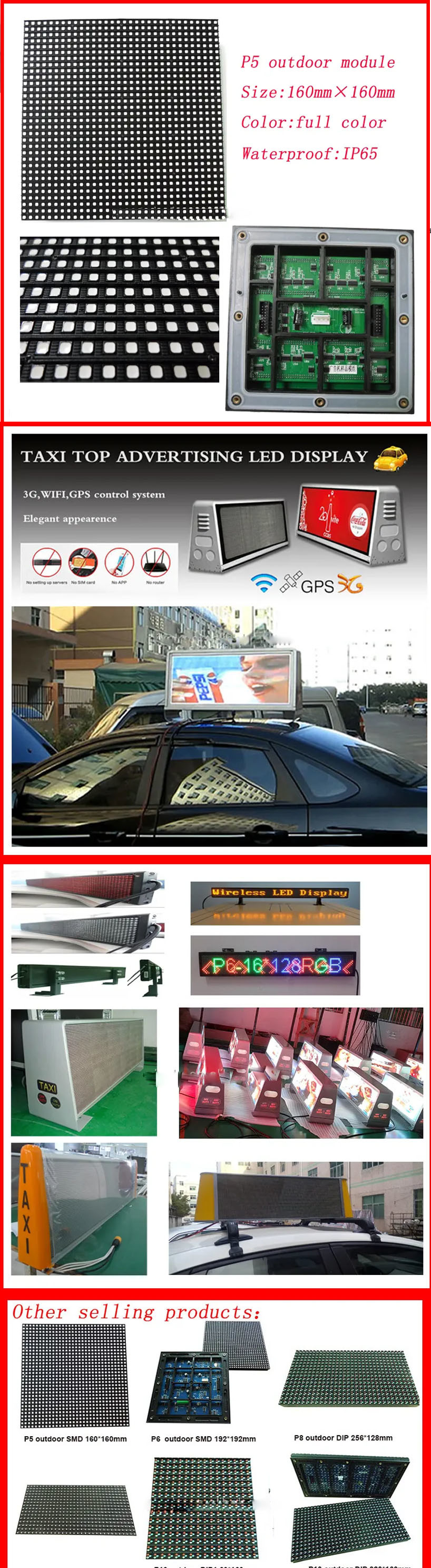 SMD1921 Digital Taxi Roof LED Display full color Advertising Screen