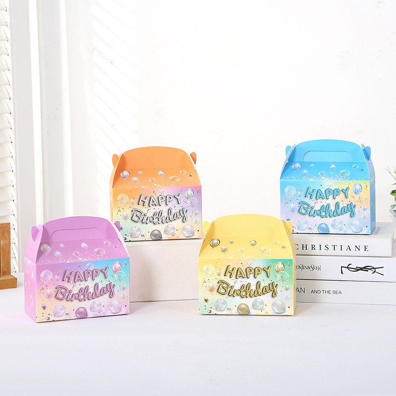 Glitzy Birthday Cake Dessert Box with Art Paper Shopping Bag and Muffin Baking Box