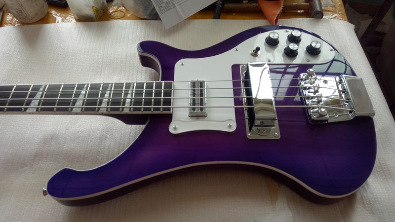 Quality Rick 4003 model Ricken 4 strings Electric Bass guitar in blue color Chrome hardware optional free shipping