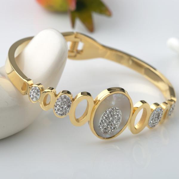 Diamond Bracelet Jewelry Fashion Cuff Bangle,oblong Shell Stainless Steel Bangle