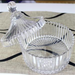 Wholesale color glass jar glass candy jar crystal glass jar with glass lid from china suppliers
