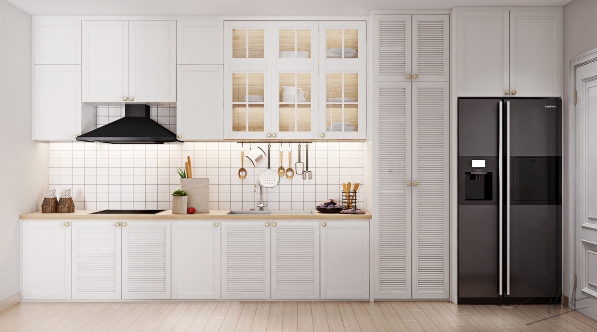 Modern Modular Kitchen cabinet in plywood with melamine finish with nuomi basket