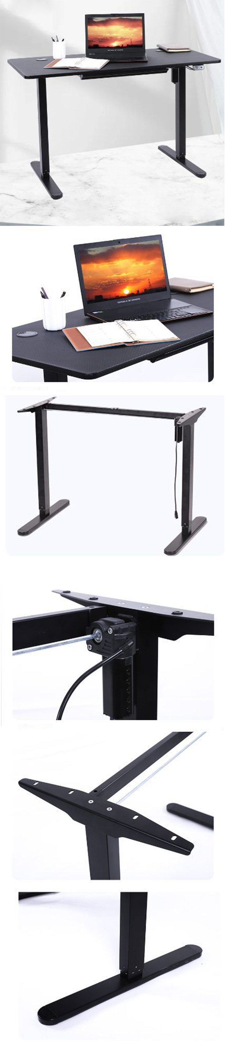 Smart Office Computer Desk Modern Black Wooden Coffee Table with Height Adjustable Design