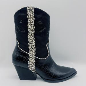 Wholesale SGS ROHS Womens Leather Dress Boots Soft Nappa Leather Black Crocodile Print Ankle Boots from china suppliers