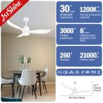 Wholesale Custom 52 Inch White 3 Blade Copper Motor Outdoor Led Light Ceiling