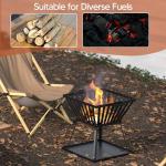 Outdoor BBQ Picnic Heating 15.7" Trapezoid Steel Fire Pit Wood Burning Stove