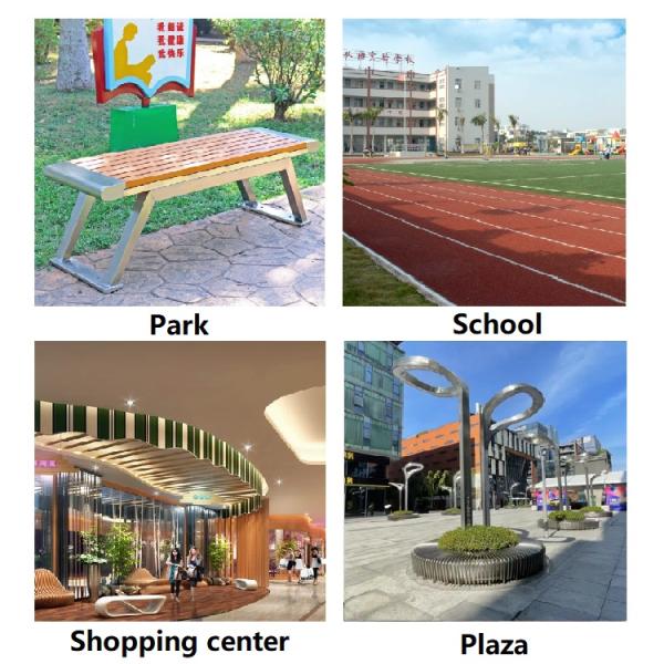 Modern Design Durable Metal Frame Wood Top Round Table And Chairs Wooden Picnic Table Bench