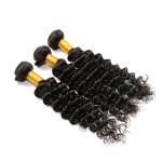 Double Weft Raw Brazilian Virgin Remy Hair Deep Wave 3 Bundles No Tangle
