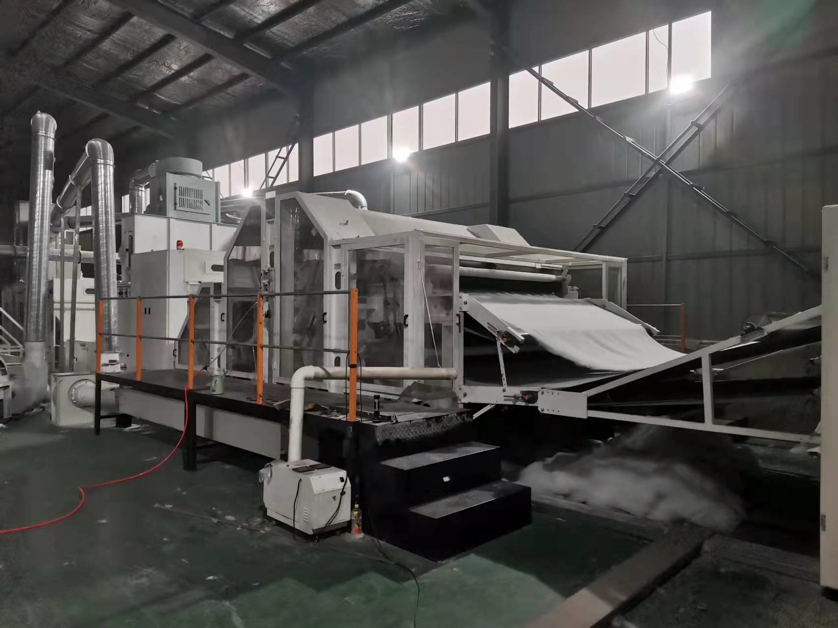 800kg/h New design Double cylinder double doffer Nonwoven carding machine for wool