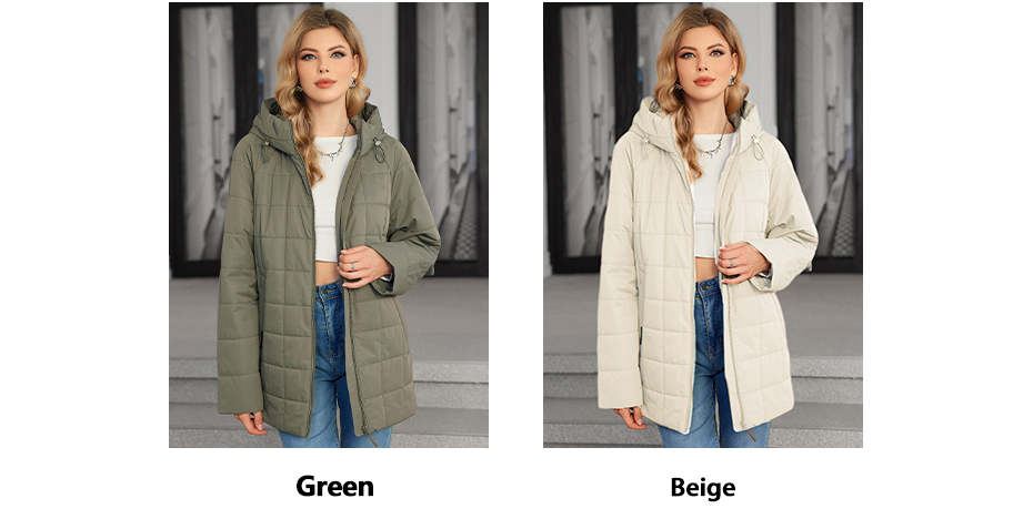 Spring/Autumn Padded Coat For Fatty Girls Simple And Elegant Basic Style No Cumbersome Design Hood