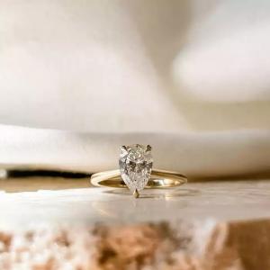 Wholesale 18k Gold Real Diamond Engagement Ring , Pear Natural Diamond Wedding Ring from china suppliers