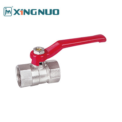 Female Hexagonal Brass Ball Valve Threaded Nickel Plated 1 Inch 2 Inch Sand Blaster Red Handle