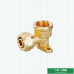 Brass Color Customized Logo Pex Brass Fittings Wall Plated Female Elbow