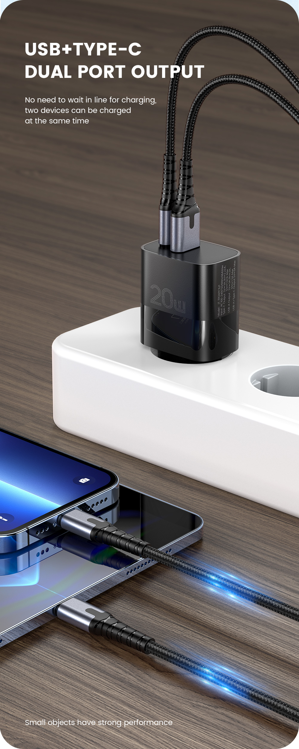 Essager 2021 PD+QC USB Charger 20W Type C Dual Ports USB Wall Charger(Stop Production)