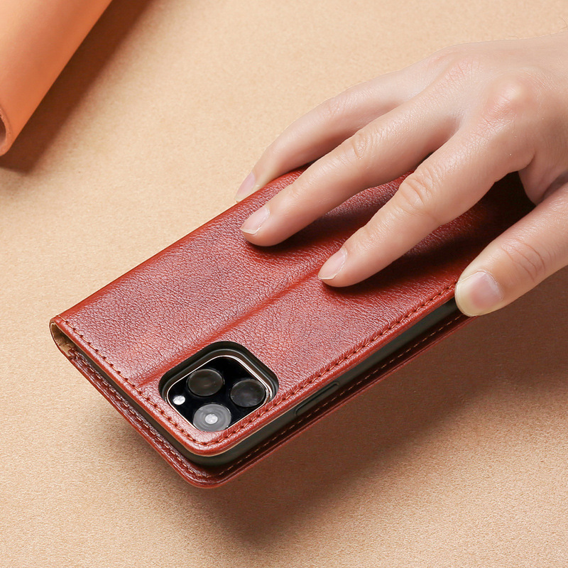 Dustproof Function Black PU Leather Mobile Phone Case Cover Bags for iPhone 12 Pro Max