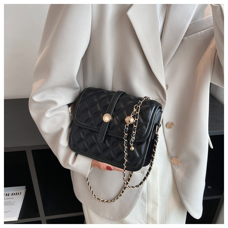 Stone Pattern Custom Logo Pu Leather Metal Chains Luxury Quilting Crossbody Bag for Women