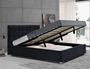 Wholesale Black Plush Velvet Upholstered Gas Lift Bed Stain Resistant With Four Metal Feet from china suppliers