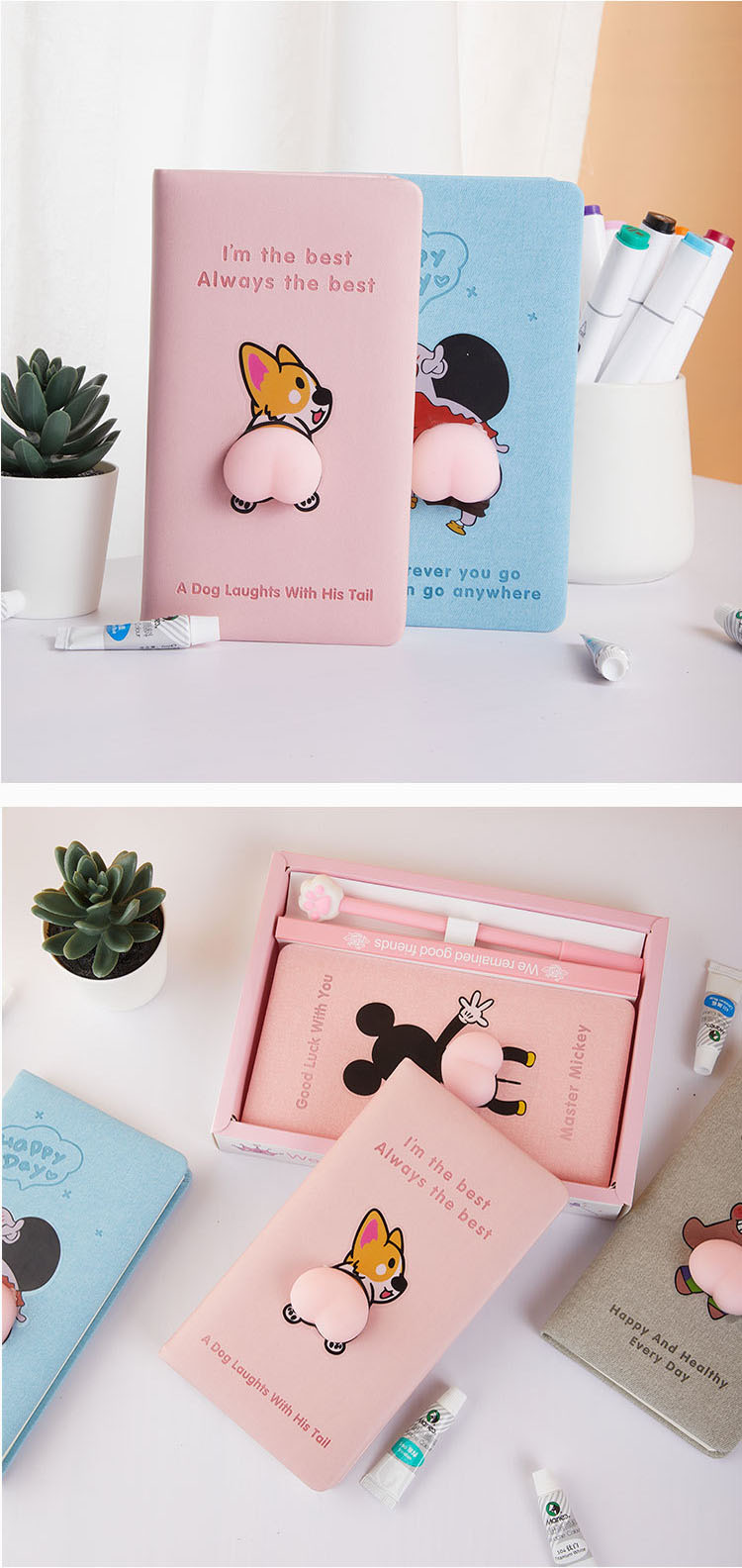 Customized Logo Soft Cover Cute Cartoon Decompression Fidget Note Book for Students