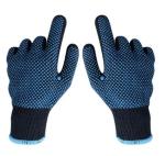Blue Cotton Liner Gloves Double Side PVC Dot Knit Gloves Size 9 Size 10