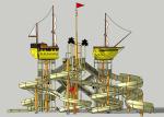 Pirate Ship Water Theme Park / Outdoor Aqua Playground For Family