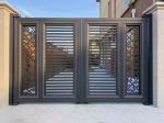 Outdoor Tubular Driveway Gates 12FT Spear Top Black Aluminum Sliding Gate