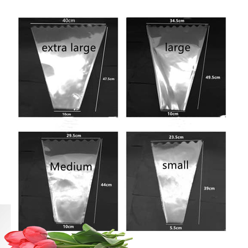 Aierflorist Transparent Plastic Flower Sleeves Bags Single Rose Packaging For Cut Flowers
