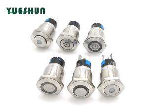 Wholesale Waterproof Stainless Steel Push Button Latching Illuminated 16mm Yellow Orange LED from china suppliers