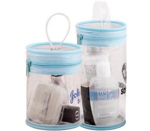 Wholesale 7P AZO free Clear Cylinder Bag , ISO9001 125mm Cylinder Cosmetic Bag PVC With Zipper from china suppliers