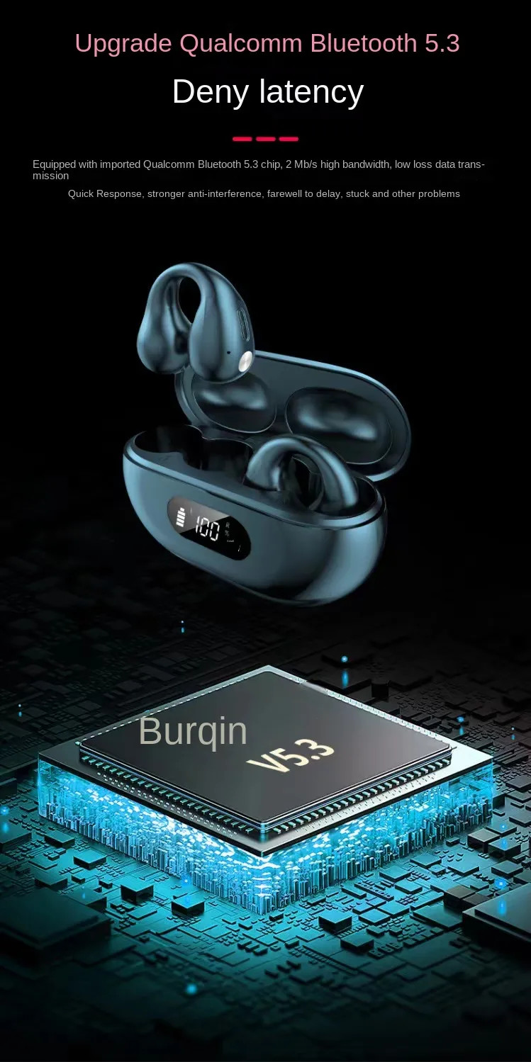 Outdoor TWS Wireless Bluetooth Earphones 300mAh Air Conduction Earbuds