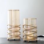 Table wedding centerpieces decorative glass flower vase with metal holder base