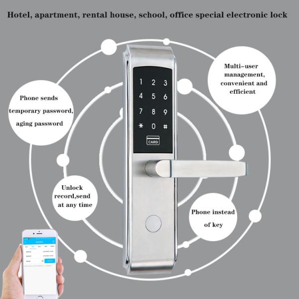 Remote Management Smart Hotel Lock Silver / Black Intelligent Smart Lock