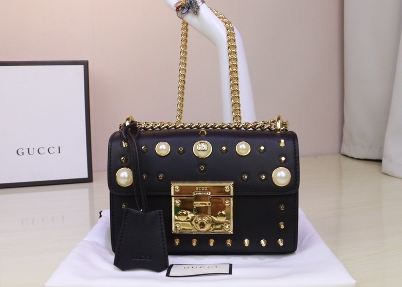 Retro Art Padlock Chain Handbag Monogram Leather Many Stars Love 13cm Width