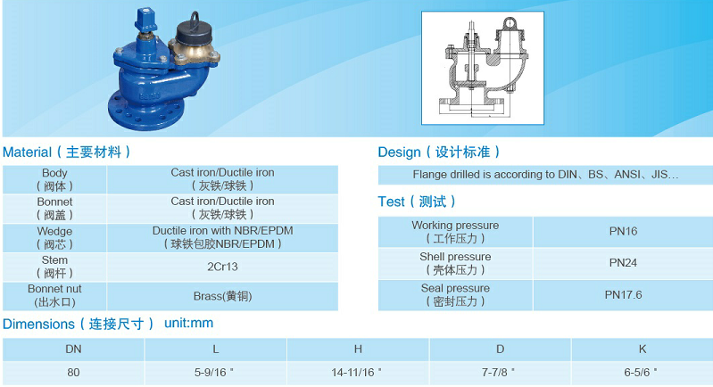 Ductile Iron NBR EPDM Cast Iron Air Valve Fire Hydrant Valve Cast Iron