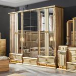 Wooden Modern Gold King Size Bed Double Master Room Villa Home Royal Full Queen