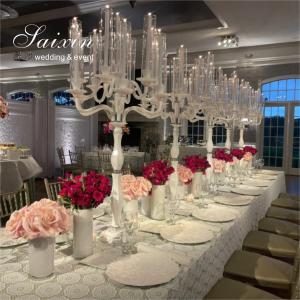 Wholesale New White 13 Arms Candelabra Tall Wedding Table Decoration Crystal Wedding Centerpiece Candelabra from china suppliers