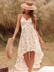 V Collar Floral Casual Dress Sexy Summer Long Dress For Women