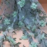 Colorful Polyester 3D flower embroidered Lace fabric for women garments