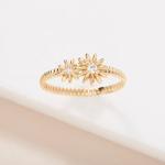 Fashion Gold Plated 925 Sterling Silver Daisy CZ Ring Women's Elegance Accessory