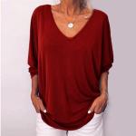 L XL XXL Bottoming Shirt ODM V Neck Dark Color Sexy Fall Ladies Stylish Tops