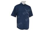Men's 100% Cotton Twill Custom Work Shirts Short Sleeve Dark Blue Chest Pockets