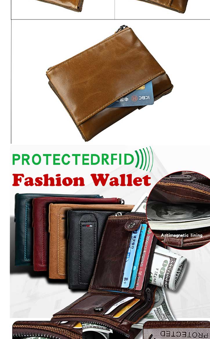 Polyester Lining Material Anti-Theft Business Short Credit Card Holder Wallet for Men