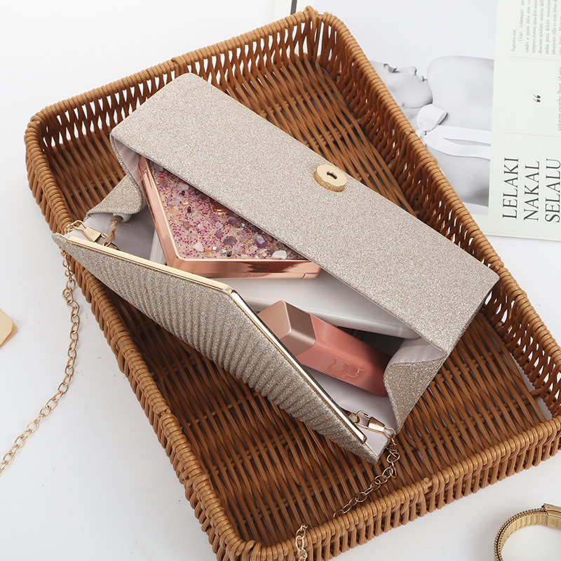 Polyester Magnetic Button Customize Handbag for Dinner Ladies Clutch Shoulder Bag
