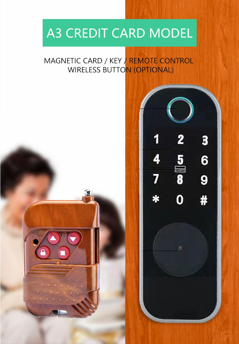 Security Smart Rim Lock Black Automatic Door Lock For Home