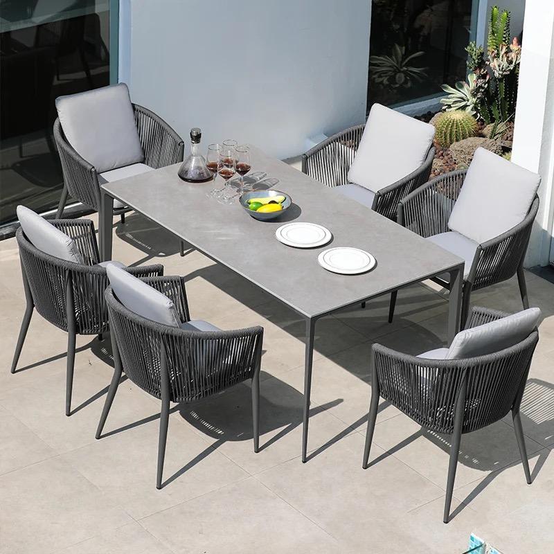 Open Air Balcony Garden Furniture Set Unfolded Plastic Rattan Chair And Table